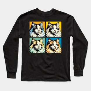 Domestic Medium Hair Pop Art - Cat Lovers Long Sleeve T-Shirt